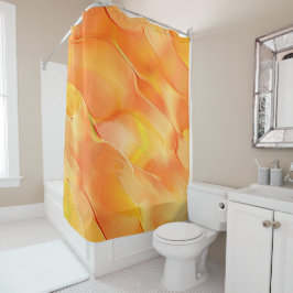 Licht gekleurd in geel en veel sinaasappel douchegordijn