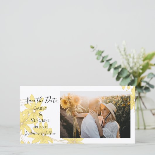 Licht Gele Dagen Wedden Opslaan Datum Save The Date (Staand voorkant)