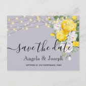 licht Gele Floral sparen de Datum Aankondigingskaart (Voorkant)