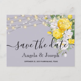 licht Gele Floral sparen de Datum Aankondigingskaart