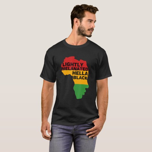 Licht geMelaneerde Hella Black History Melanin Afr T-shirt (Voorkant volledig)