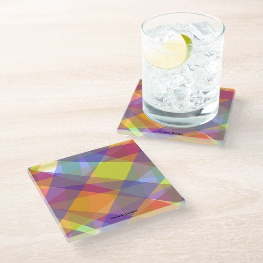 Licht Geometrisch - Glas Coaster Glazen Onderzetter (Schuin)