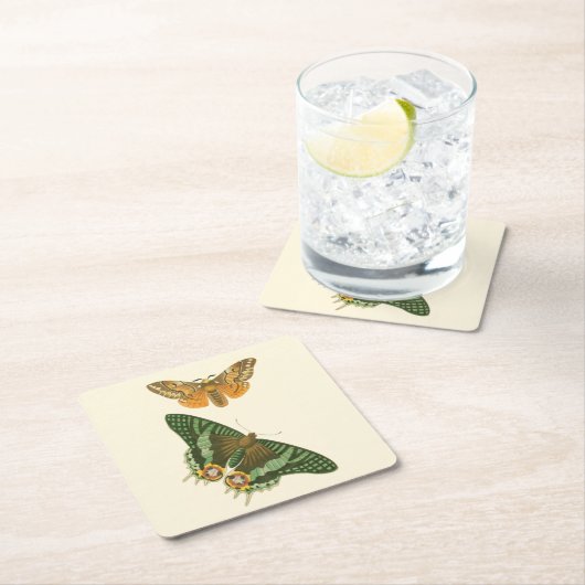 Licht geordende vlinderschildering kartonnen onderzetters (Insitu)