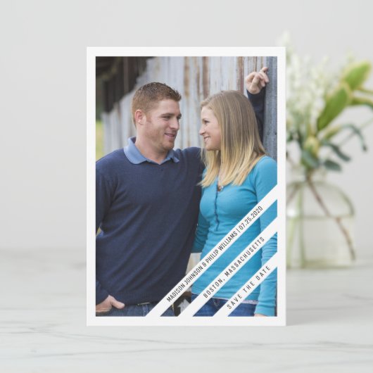 Licht gepantserde Foto sparen de Datum | wit Save The Date (Staand voorkant)