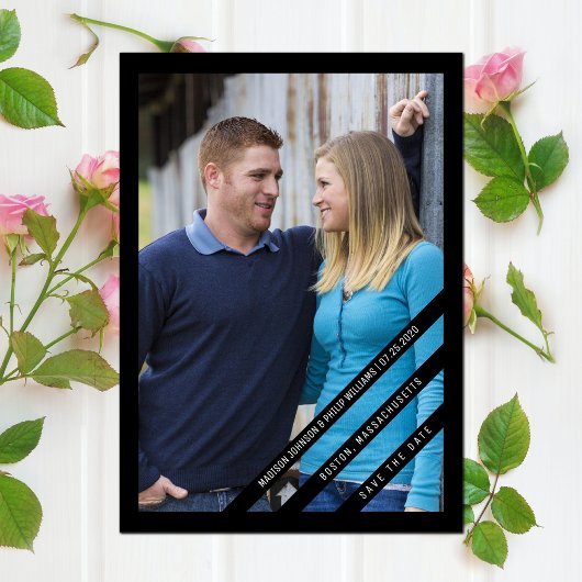 Licht gepantserde Foto sparen de Datum | Zwart Save The Date