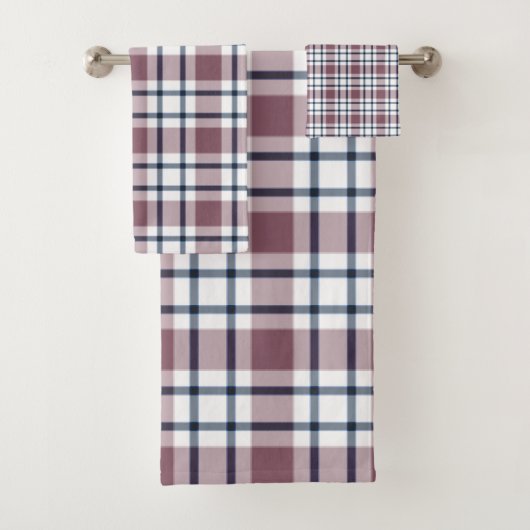 Licht geruit retro patroon bruin grijs wit bad handdoek (Insitu)