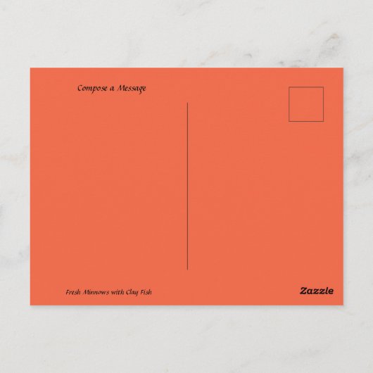 Licht geschilderde klei sculptuur van vis Folk Art Briefkaart (Achterkant)