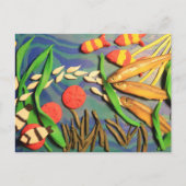 Licht geschilderde klei sculptuur van vis Folk Art Briefkaart (Voorkant)