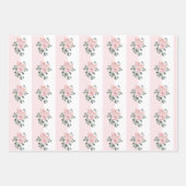 Licht gestreepte en aquarelrozen inpakpapier vel (Voorkant)