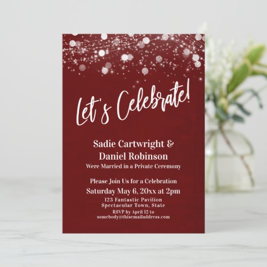 Licht Gestructureerd Laten we Burgundy Ontvangst V Kaart (Staand voorkant)