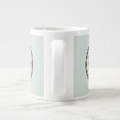 Licht getextureerd Blauwgroen Achtergrond Grijs Mo Grote Koffiekop (Achterkant)