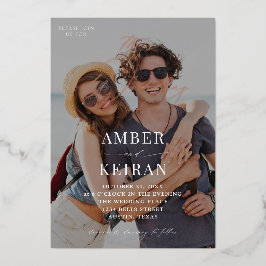 Licht getinte schaduwen - Fotobruiloft Folie Uitnodiging