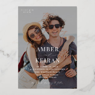 Licht getinte schaduwen - Fotobruiloft Folie Uitnodiging