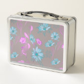 Licht gewassen bloemen Metallic lunchbox (Achterkant)