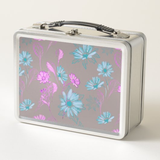 Licht gewassen bloemen Metallic lunchbox (Voorkant)