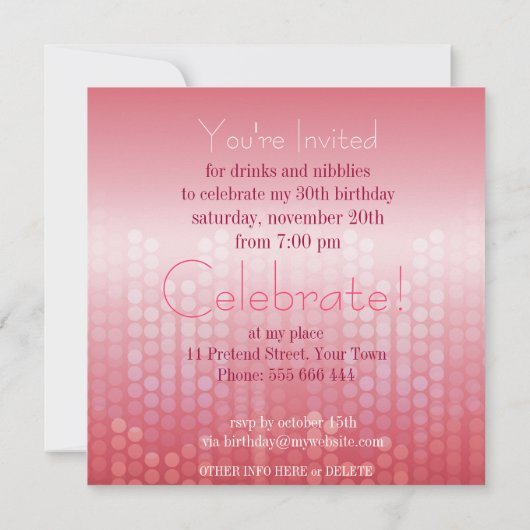 Licht gloeiend glanzend roze feestje verjaardag ui kaart (Achterkant)