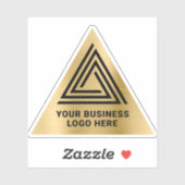 Licht Gold Faux Folie - zwarte driehoekige Logo Sticker (Vel)