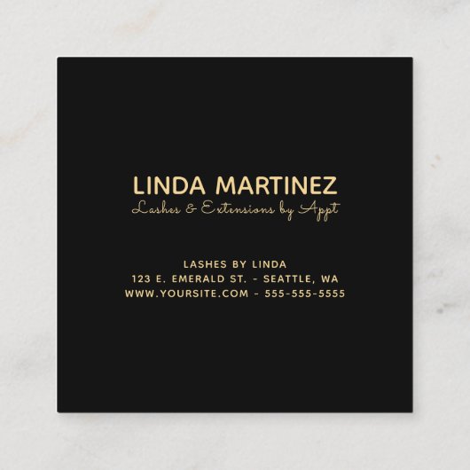 Licht Gold Foil Uw zakelijke Logo hier Vierkante Visitekaartje (Achterkant)