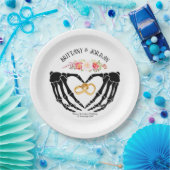 Licht gotisch skelet handen bruiloft papieren bordje (Feest)