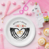 Licht gotisch skelet handen bruiloft papieren bordje (Feest)