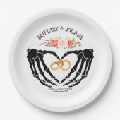 Licht gotisch skelet handen bruiloft papieren bordje (Voorkant)