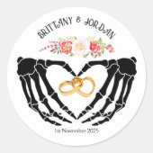 Licht gotisch skelet handen bruiloft ronde sticker (Voorkant)