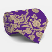 Licht goud en paars floragecadeau stropdas (Opgerold)
