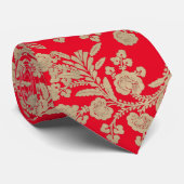 Licht goud en rood floreel cadeau stropdas (Opgerold)