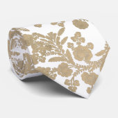 Licht goud en wit floreel cadeau stropdas (Opgerold)