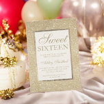 licht goud glitter moderne elegante chique Sweet 1 Kaart<br><div class="desc">Een moderne,   chique en elegante faux lichtgouden glitterdouche Sweet 16 verjaardagsfeestuitnodiging met goud en elegant gouden lijst.</div>