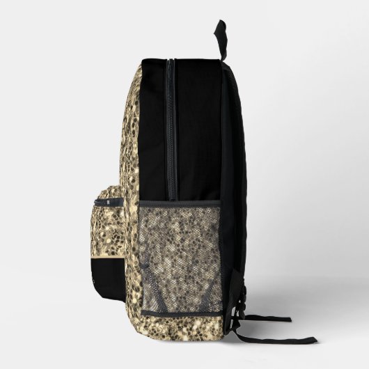 Licht Goud glitters fonkelt zwart Custom name Bedrukte Rugzak (Rechts)