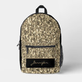 Licht Goud glitters fonkelt zwart Custom name Bedrukte Rugzak (Voorkant)