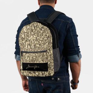 Licht Goud glitters fonkelt zwart Custom name Bedrukte Rugzak