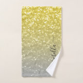 Licht goud grijs ombre faux sparkles Aangepaste na Bad Handdoek (Handdoek)