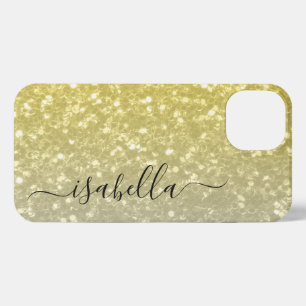 Licht goud grijs ombre faux sparkles Aangepaste na iPhone 13 Hoesje