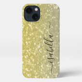 Licht goud grijs ombre faux sparkles Aangepaste na iPhone Hoesje (Achterkant)