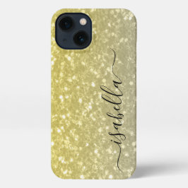 Licht goud grijs ombre faux sparkles Aangepaste na iPhone 13 Hoesje