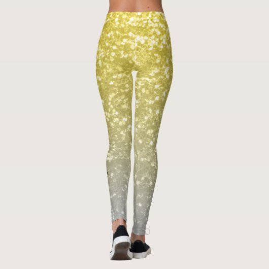 Licht goud grijs ombre faux sparkles Aangepaste na Leggings (Achterkant)