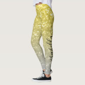 Licht goud grijs ombre faux sparkles Aangepaste na Leggings (Links)