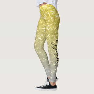 Licht goud grijs ombre faux sparkles Aangepaste na Leggings