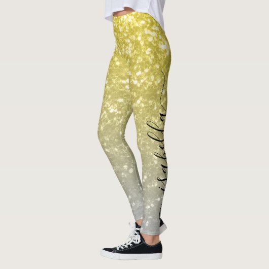 Licht goud grijs ombre faux sparkles Aangepaste na Leggings (Links)