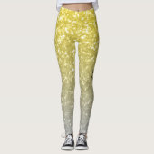 Licht goud grijs ombre faux sparkles Aangepaste na Leggings (Voorkant)
