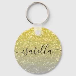 Licht goud grijs ombre faux sparkles Aangepaste na Sleutelhanger