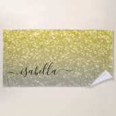 Licht goud grijs ombre faux sparkles Aangepaste na Strandlaken (Voorkant)