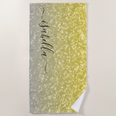 Licht goud grijs ombre faux sparkles Aangepaste na Strandlaken (Voorkant)