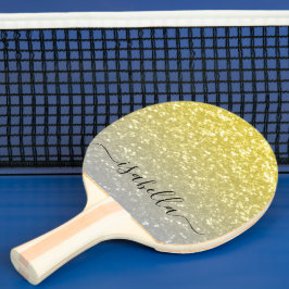 Licht goud grijs ombre faux sparkles Aangepaste na Tafeltennisbatje