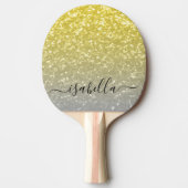 Licht goud grijs ombre faux sparkles Aangepaste na Tafeltennisbatje (Voorkant)