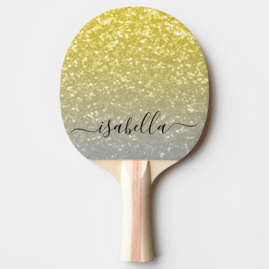 Licht goud grijs ombre faux sparkles Aangepaste na Tafeltennisbatje (Voorkant)