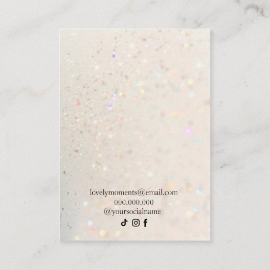 Licht goud Holografisch Glitter ketting oormerken Visitekaartje (Achterkant)