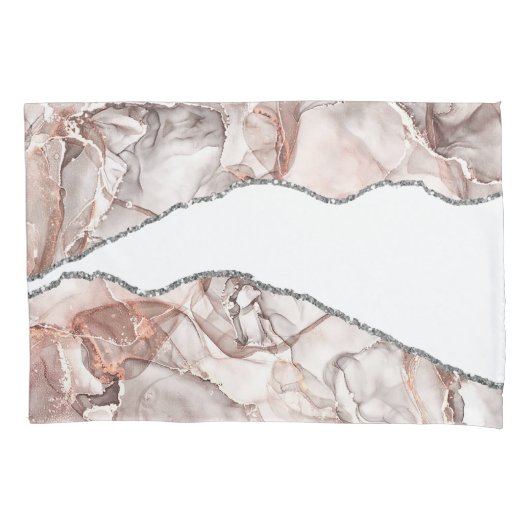 LICHT GOUD MARMER AGAAT ZILVER GLITTER GLAM KUSSENSLOOP (Voorkant)